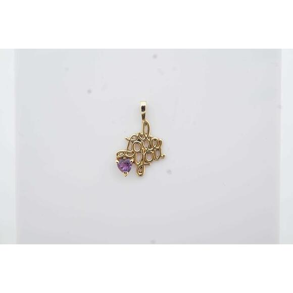 Estate Yellow Gold Amethyst Charm Pendant 14k 0.20 TCW Vintage Fine Jewelry